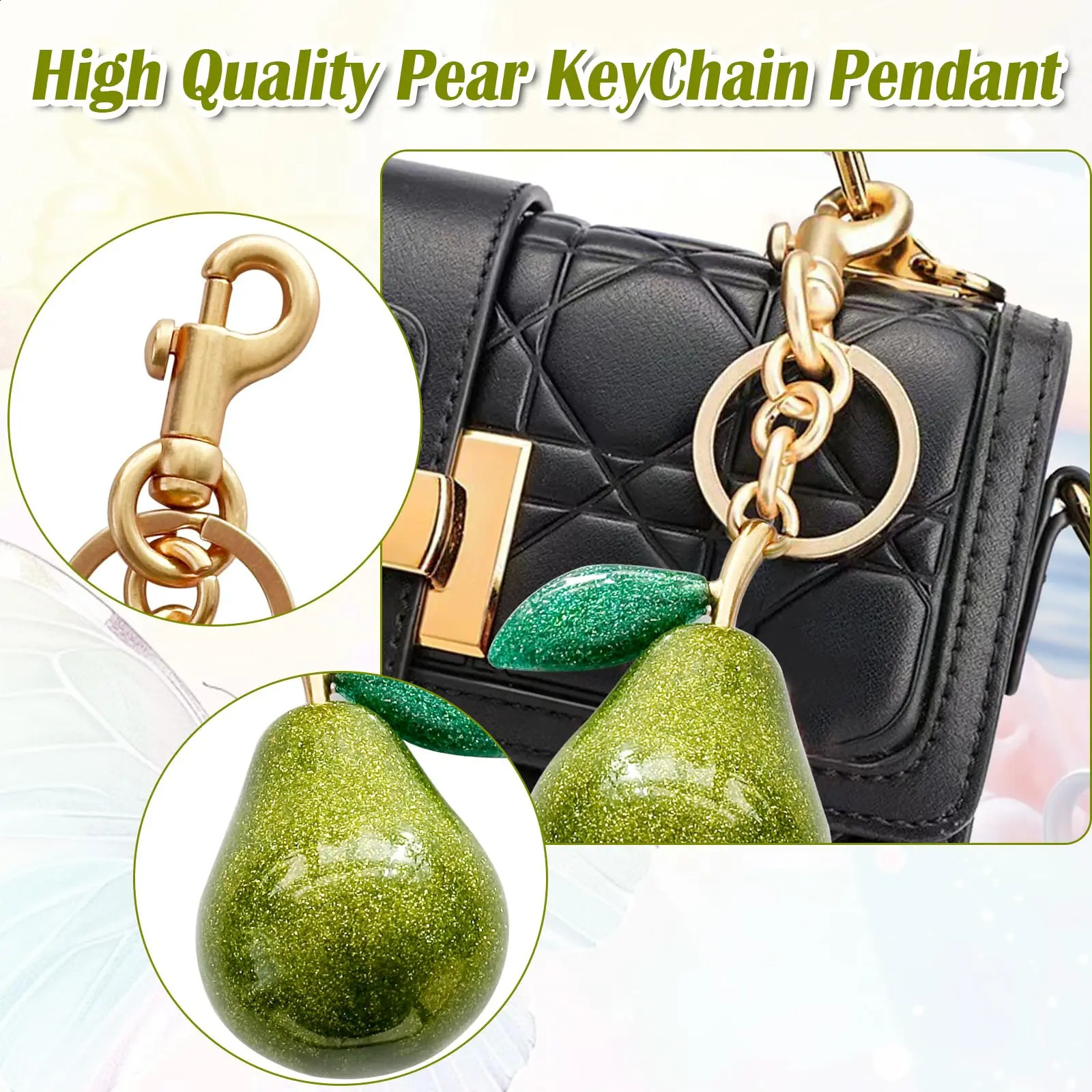 Cute Pear Bread KeychainBag CharmsHandbag Charms for PursesKey Chains Accessories Decor for Women Christmas Birthday Valentin 250428