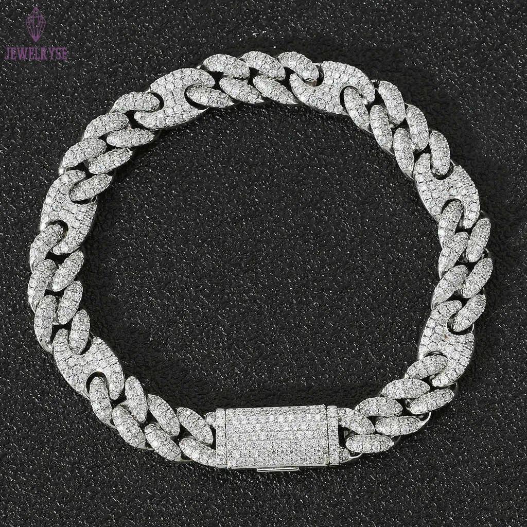 bracelet necklace moissanite Diamond Miami 10mm 15mm Wide Pig Nose Trend Bracelet Micro-inset Zircon Cuban Chain Male and female rapper Hip Hop bracel