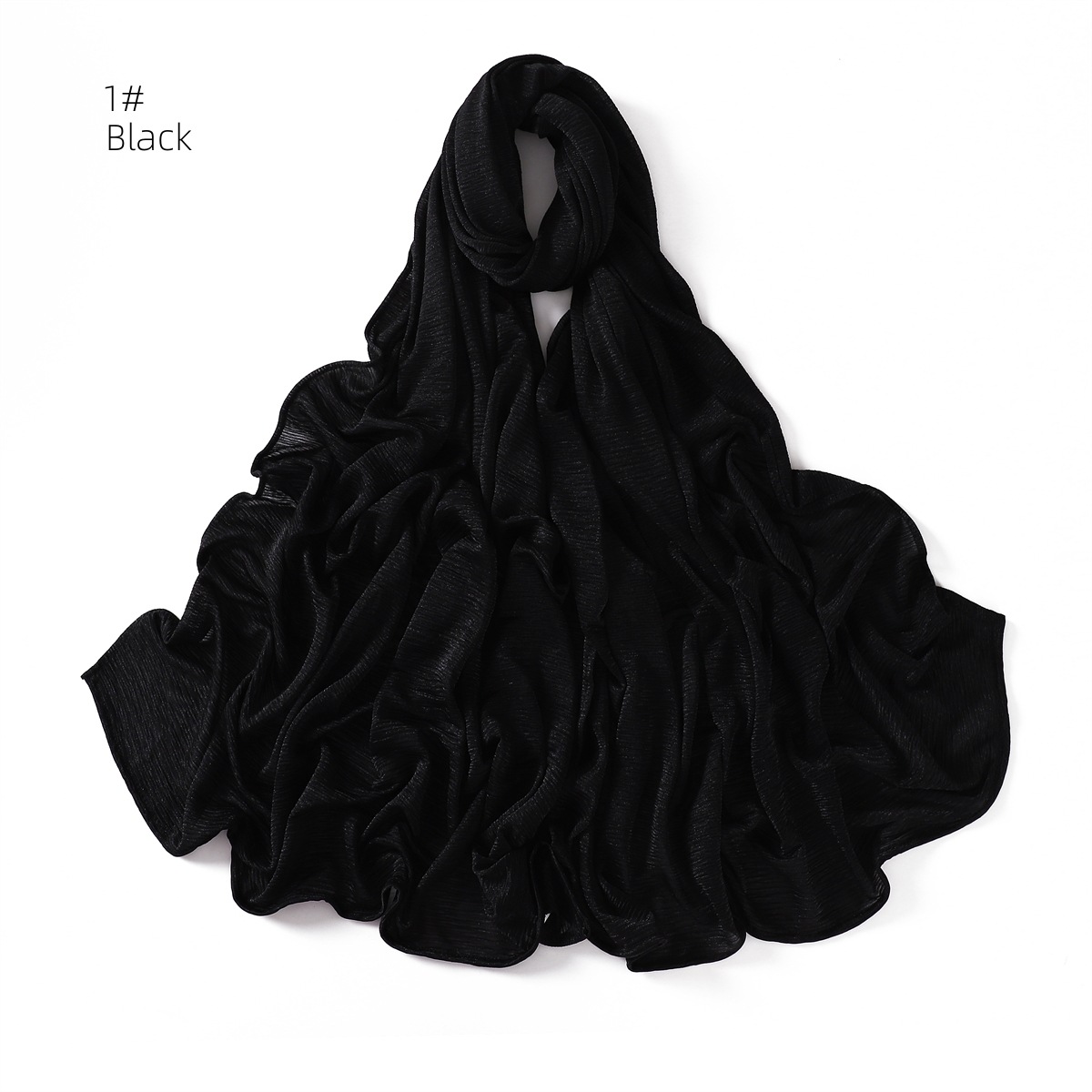 K547 Cross-border new women's soft solid color elastic breathable wrinkled jersey pleated head scarf hijab scarf
