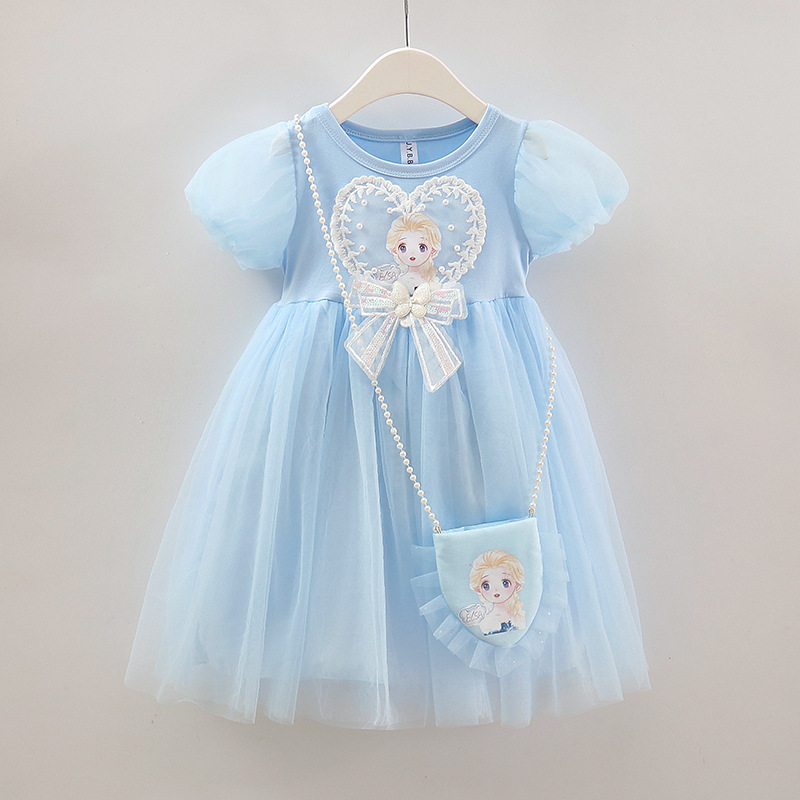 Disney birthday outfit dress princess dress beach dress children's designer clothing children's baby Elsa dress baby summer baby puffy dress