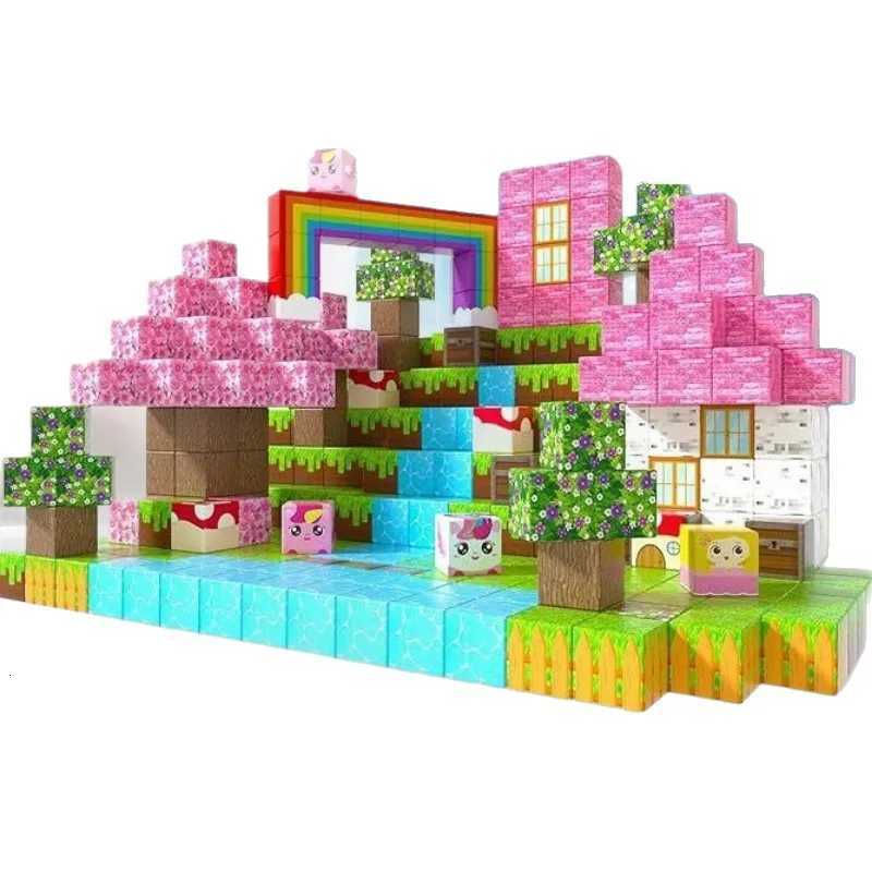 STEM Sensory Montessori Stacking Cubes Construction Set Magnetic Building Blocks Magnet Cube Mine Set Toys Birthday Gift Y251128
