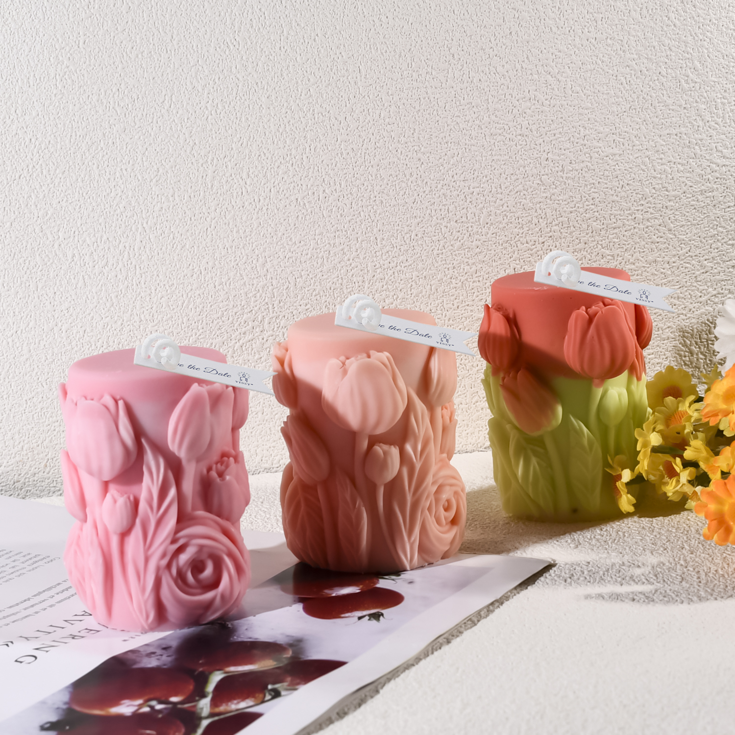 Tulip Cylinder Candle Silicone Mold Diy Scented Candle Plaster Handmade Soap Mold Home Decoration Decoration