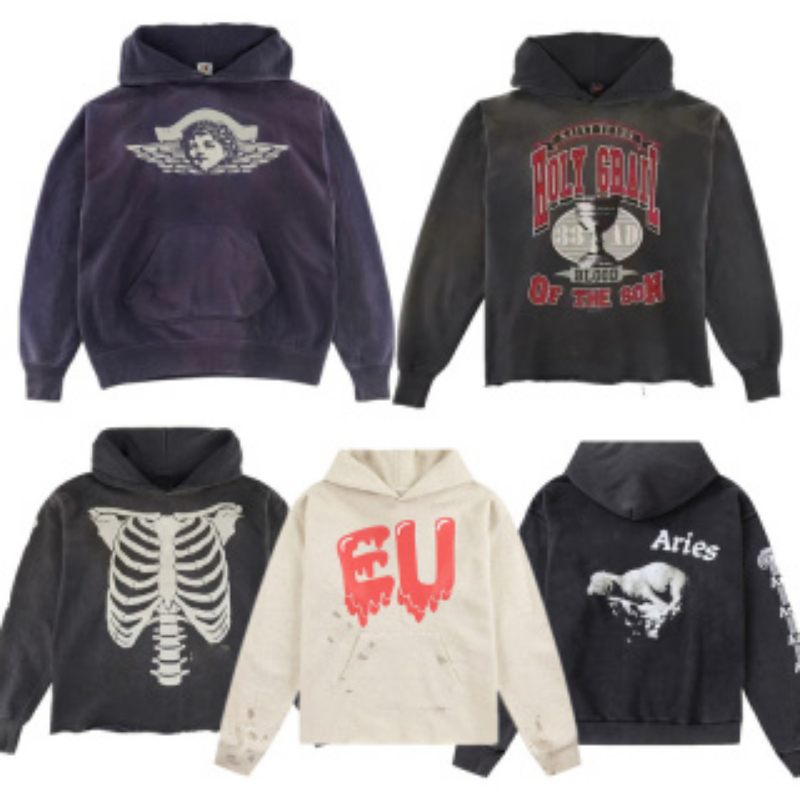 Y2k Hoodies Streetwear Cotton Heart Printed Sweatshirts Street Retro Vintage Hoodie Casual Hoodie Pullover Hoodie