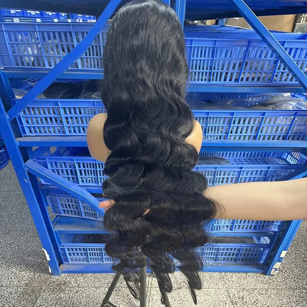 Glueless Body Wave Human Hair Long Wigs 200 Density 13x6 Lace Front Human Hair Glueless Wigs Black Natural 360 Lace Wig 13 x 6 To Wear