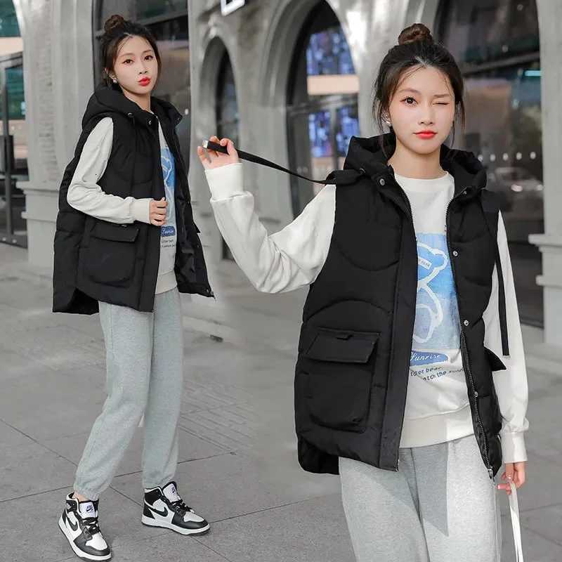 Women Hooded Vest autumn Winter new Fashion Padded Down Cotton Waistcoat thick Warm sleeveless jacket Female Loose Outwear T580T251128