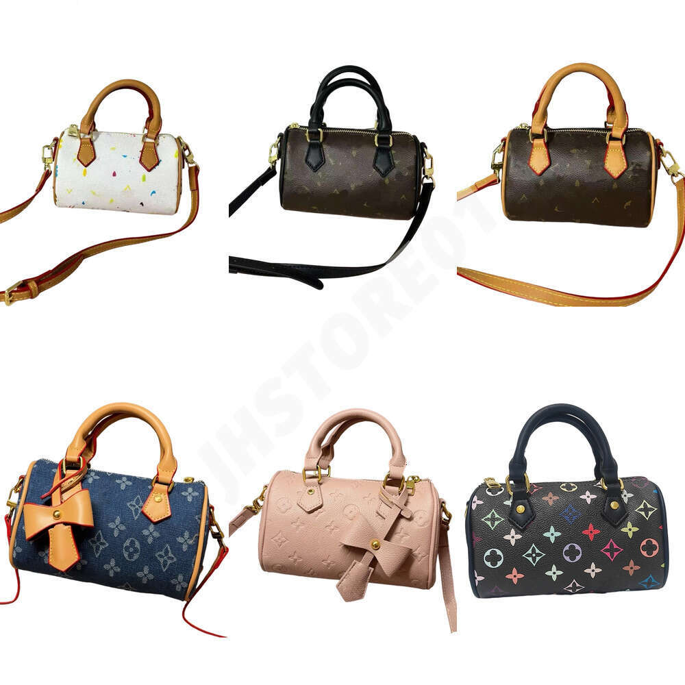 Designer Luxury Shoulder Bag 16 20 cm mini nano bag Speedes Bag Women Leather Denim Crossbody Embossed Brown Tote Flat Bags Louislys Vittonelys Bag with straps