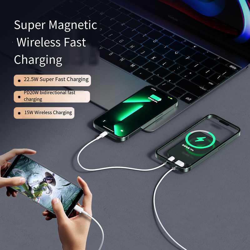 10000mAh Wireless Magnetic Qi Power Bank Mini Portable Spare Battery Type C Fast Charger For Iphone Samsung Macsafe 2024 NewCL240808