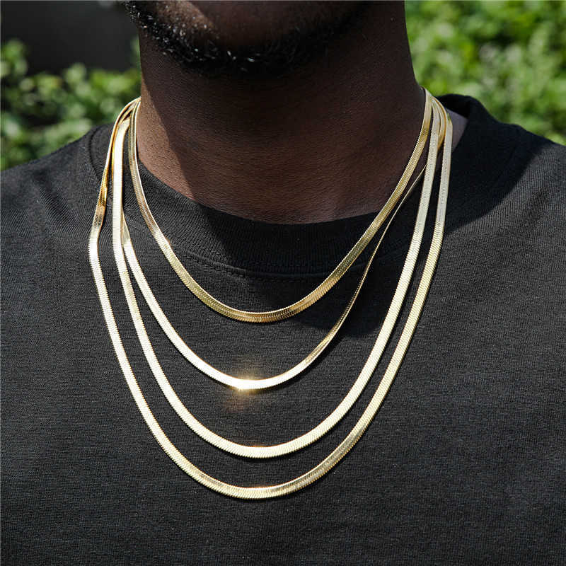 European and American titanium steel blade chain, flat snake bone chain, hip-hop stainless steel men's necklace, collarbone chain, accessory chai