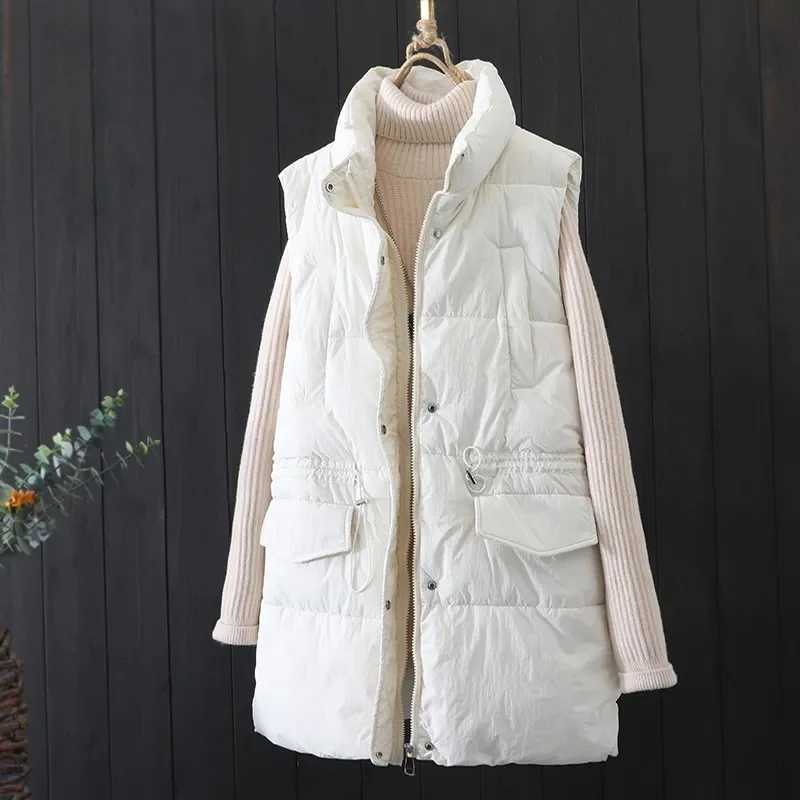 Down Cotton Vest Women Casual Padded Coat 2025 New Autumn Winter Warm Stand Collar Sleeveless Vest Fashion Outerwear Jacket TopsT251128