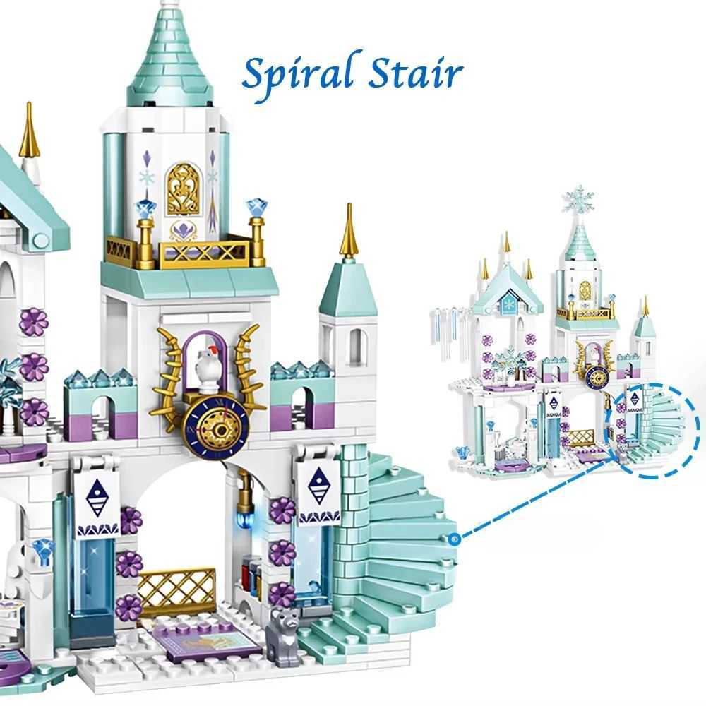 350pcs Ice Queen Castle Building Blocks Set Princess Elsa Frozen Castle Toy for Kids - Snowflake Design Creative Play Y251128