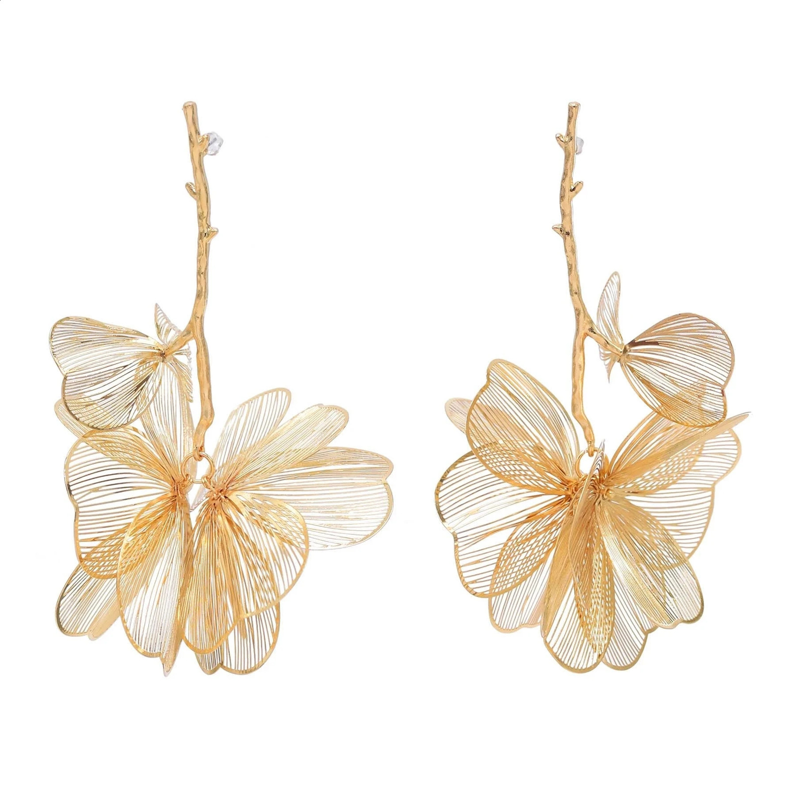 Fashion Golden Hollow Flower Leaf Long Earrings for Women Trending Bride Wedding Accessories Charm Earrings Female Jewelry 250513