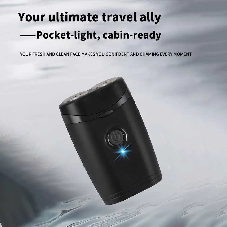 Electric Shaver Double Floating Head Mini Beard Knife For Men Portable Travel Cordless Face Razor Trimmer C251128