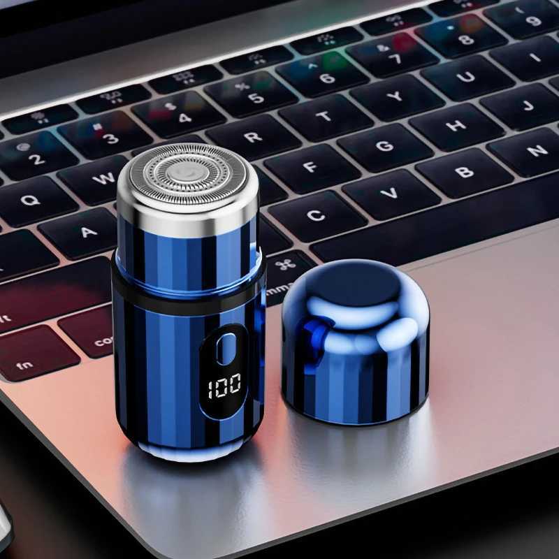 Men's electric shaving kit - cylindrical design - portable household product - electric beard trimmer - USB rechargeable - backpack-style mini po