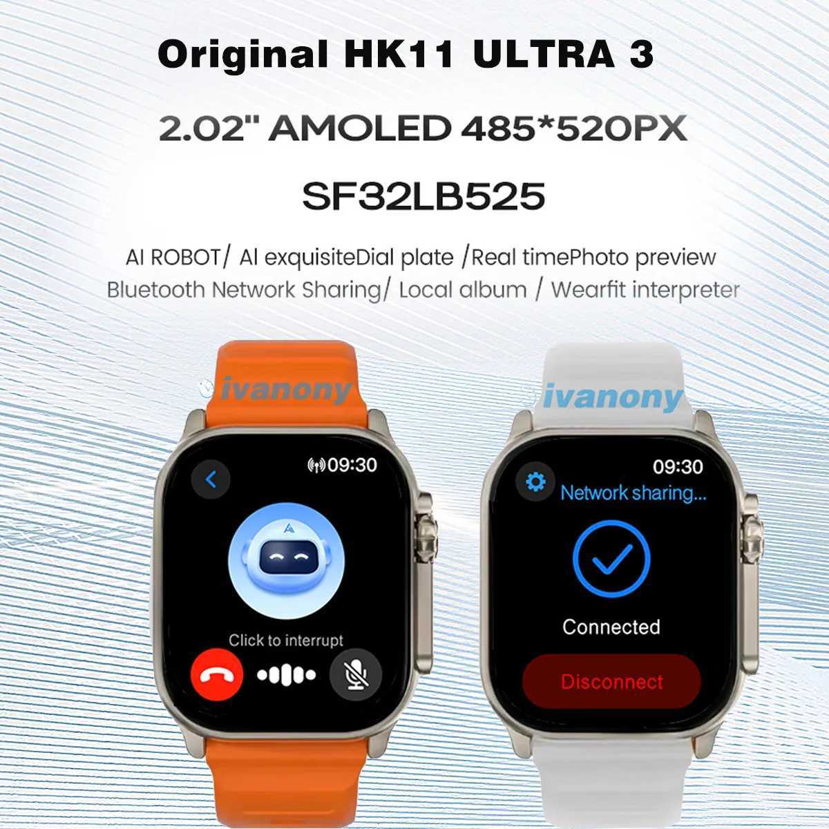2025 NEW HK11 Ultra 3 Smart Watch Amoled Screen Compass AI Translate Answer Call TWS Connect Voice Wake up Smartwatch Men WomenW251128