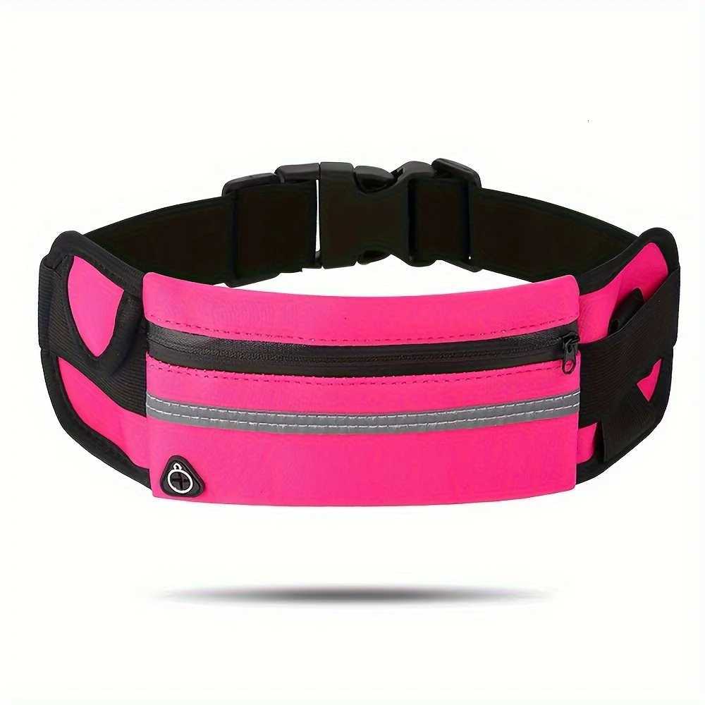 Large Sport Waist Pack - Multi-Pocket Reflective Durable For Running Cycling Hiking Red NylonT251128