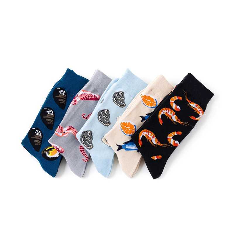 Harajuku Funny Socks Food Seafood Actic Shrimp Squid Socks Women Short Cotton Ankle Couple Premium Happy Socks J251128