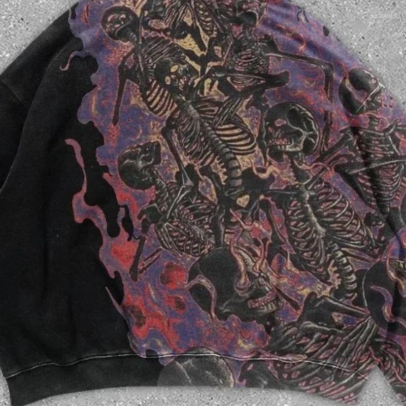 Men's Hoodies Skull Loose Man American Style Punk High Quality Clothes In Funny Korean Sweatshirts For Men