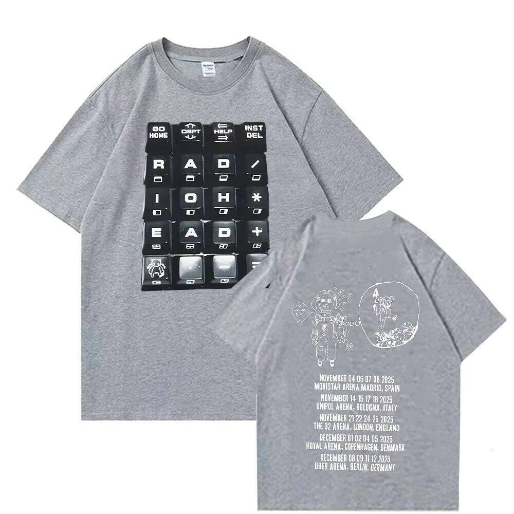 Radiohead 2025 Black Tour T-shirt Fashion Rock Band T Shirts Men Women Cotton Loose Tops Streetwear Summer Short Sleeve Clothes C251128