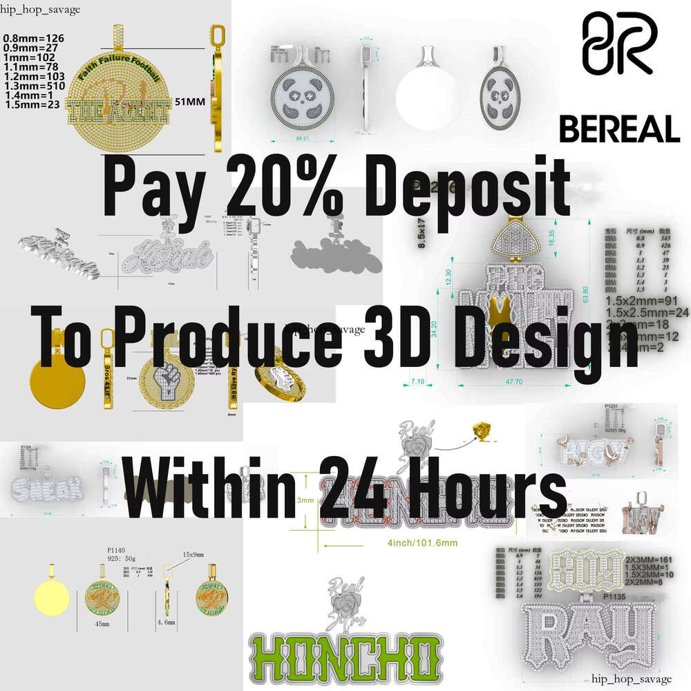 Bereal Custom IGI Certified Iced Lab-Grown Men's Hip-Hop 925 Silver Vvs Moissanite Chain Pendant Boutique Jewelry