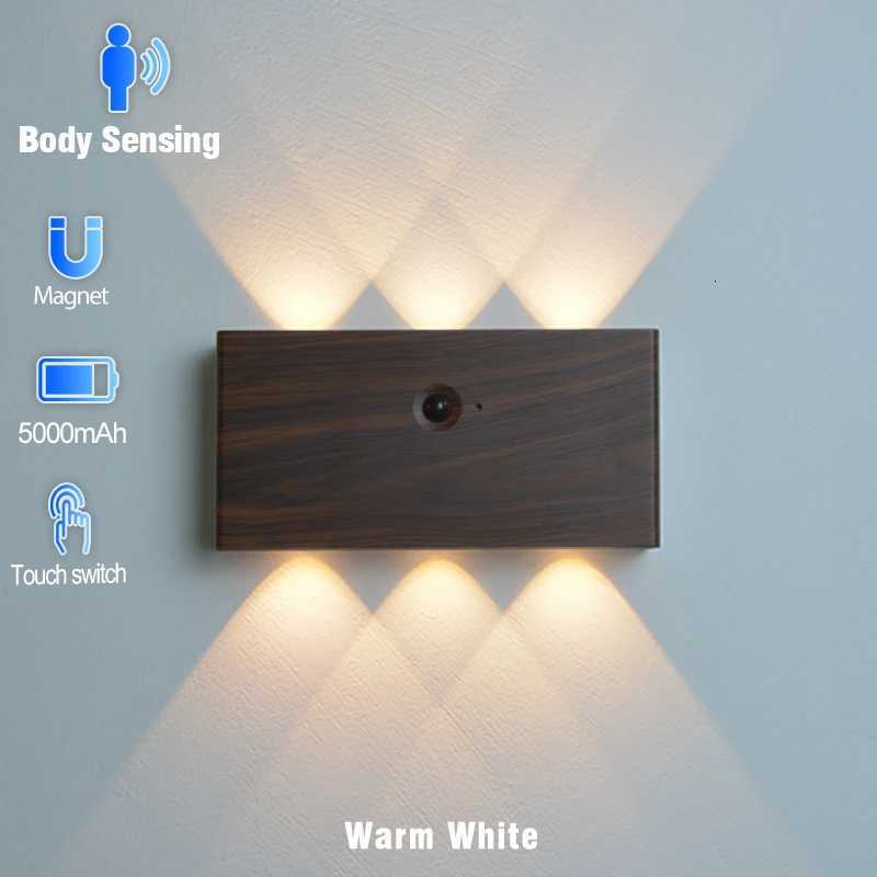 LED Motion Sensor Wall Lamp Rechargeable Wall Lights 5200mAh Battery Indoor Lighting for Home Bedroom Decor High Brightness Deco M251128