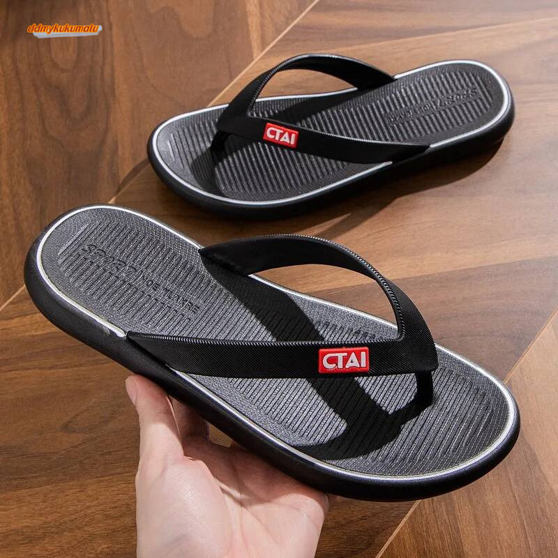 Summer Casual Comfortable Personality Trend Flip-flops Daily Outdoor Simple Flat Heel Pinch Foot PVC Cool Slippers ddmykukumalu