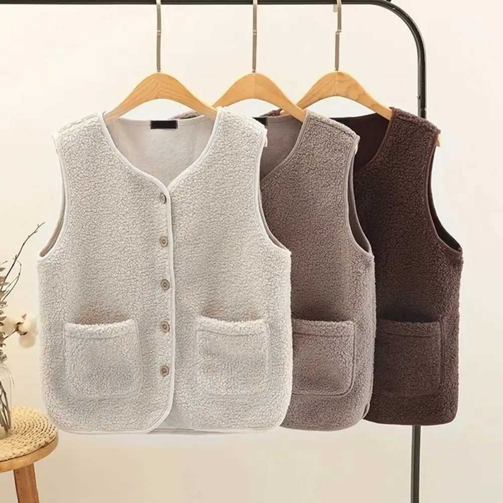 Womens Teddy Fleece Vest Autumn Thin Vest Sleeveless Coat Plain Plush Vests Short Jacket Loose Fleece Vest Women OutwearT251128
