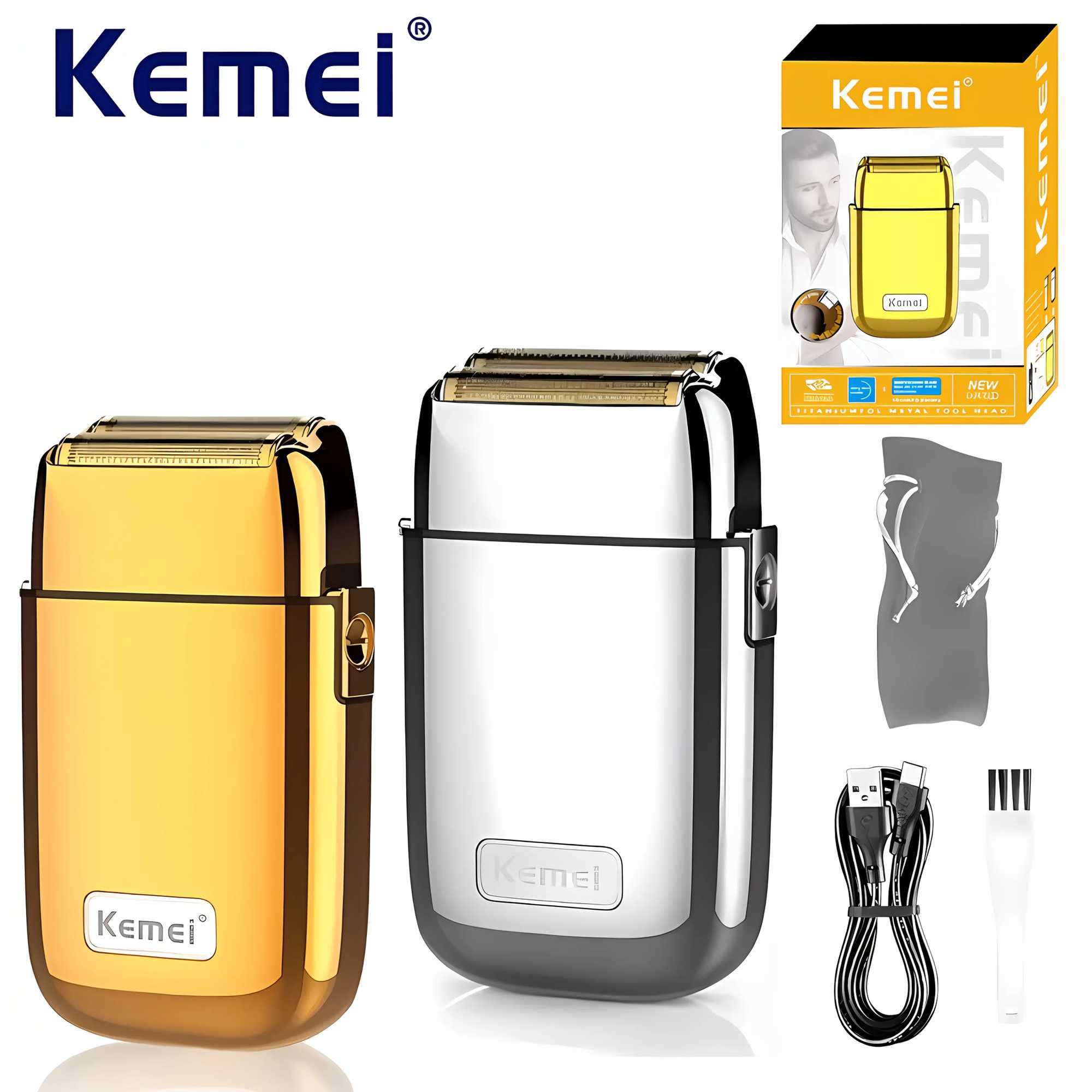 Kome KM-TX1 Mens Electric Shaver Double Blade USB Charging High-End Metal Gift Box Shaving Razor for Smooth Facial Hair Removal C251128