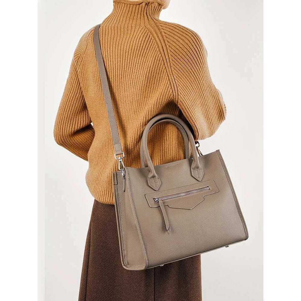 Designer Bag Zency Women Handbag Vintage Genuine Leather Shoulder Bag Ladies Crossbody Simple Top Handle For Work Designer Big Bags