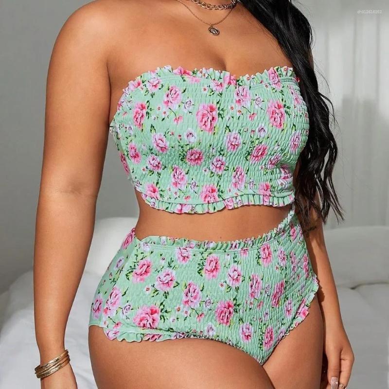Women's Swimwear Sexy Bikini Set Two-Piece Swimsuit Large Size Cross-Border Print Strapless Xingyatu 2025 Arrival