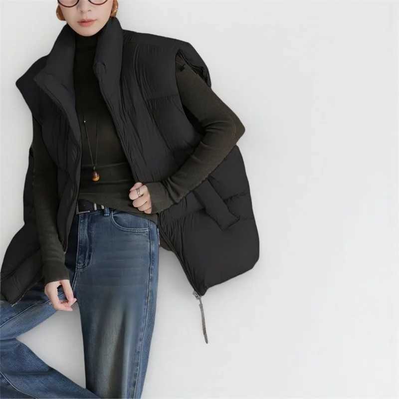 Explosions Down Cotton-Padded Vest Coat Womens Parkas Autumn Winter 2025 New Sleeveless Jacket Ladies Short Waistcoat OuterwearT251128