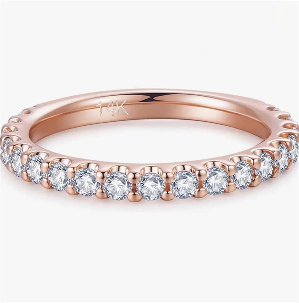 14K Solid Gold Band Rings 2.5mm lab-grown diamond Half Eternity Bands Womens Band Ring custom made platinum wedding ring