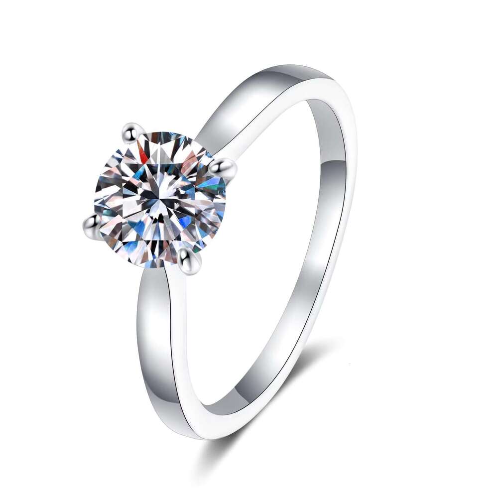 DHCollections 925 Sterling Silver Moissanite Ring Adjustable Open Design Engagement Wedding Jewelry 50pt 1ct 2ct