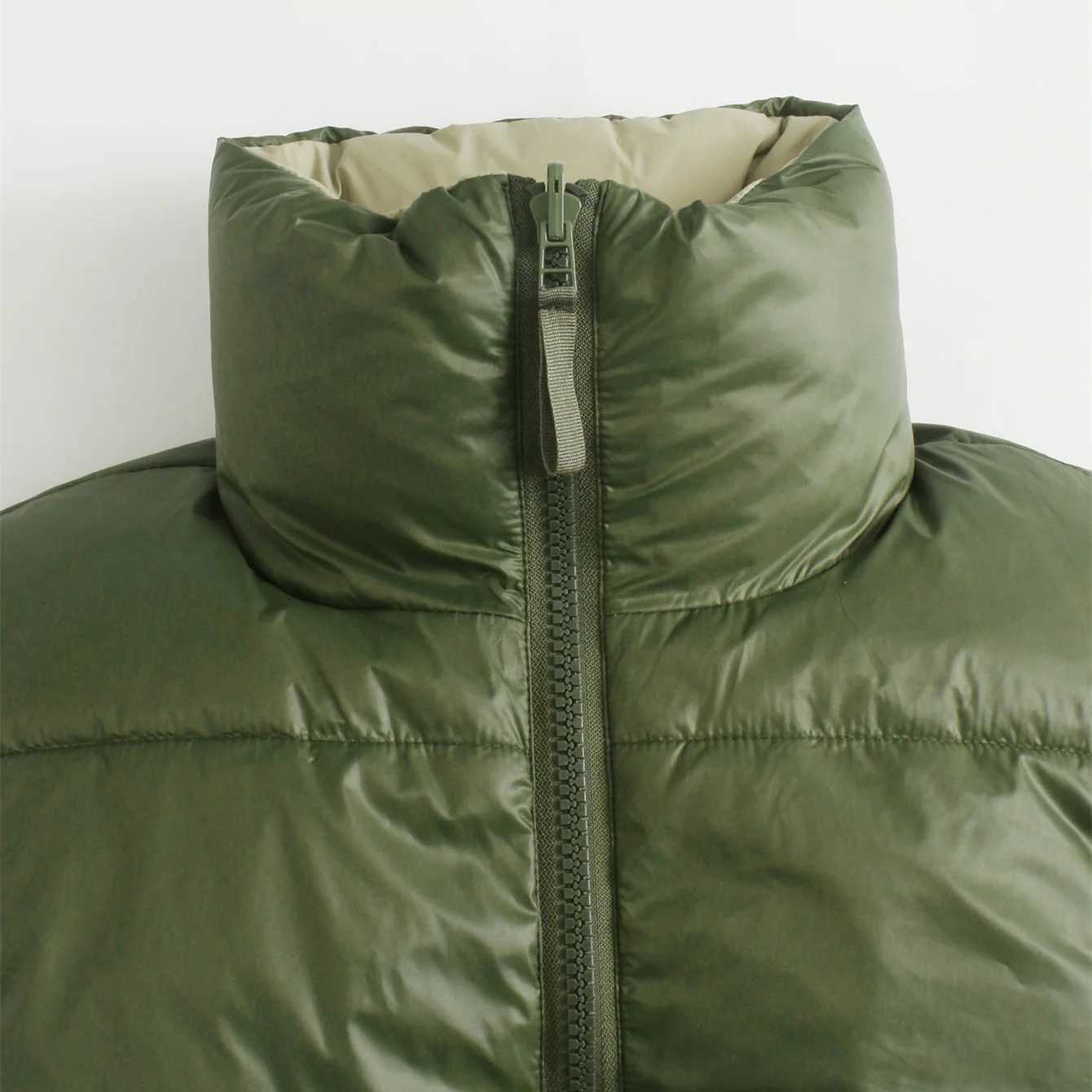 2025 Winter New Womens Casual Commuter Style Fashionable Versatile Slim Fit High Neck Sleeveless Reversible Cotton VestT251128