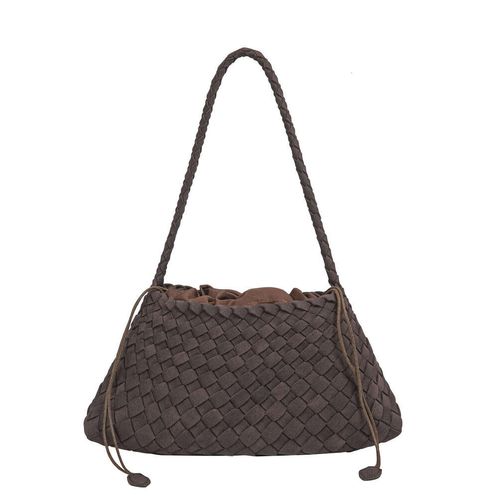 New Handmade Woven Single Shoulder Underarm Autumn Winter Matte Small Boat Bag French Retro Basket Mother Handbag