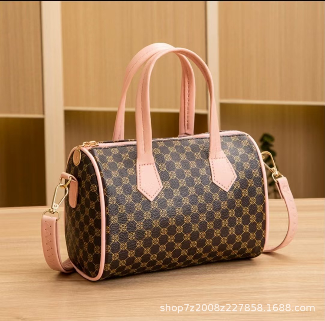 Womens Contemporary Contrast Patterned Boston Purse - Fashionable Cross Body & Adjustable Strap Pouch Design bags