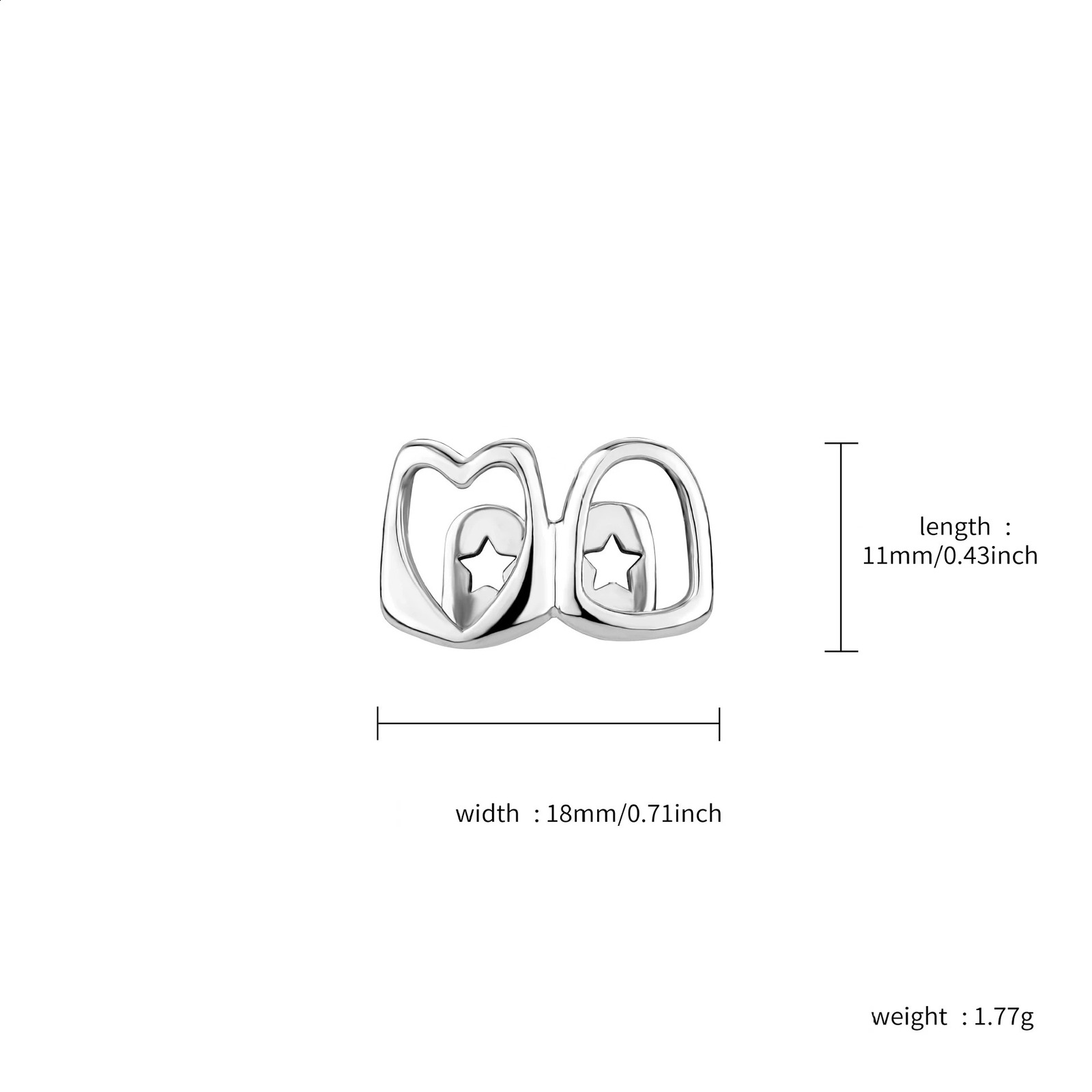 FTCY Hip Hop Hollow Heart Tooth Grillz For Women Gold Color Daily Wearable Tooth Jewelry Dental Grillz 250427