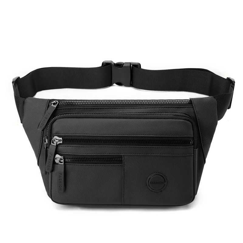 Mens multi compartment cross waist bag with adjustable strap and travel necessities suitable for daily commuting outdoor andT251128