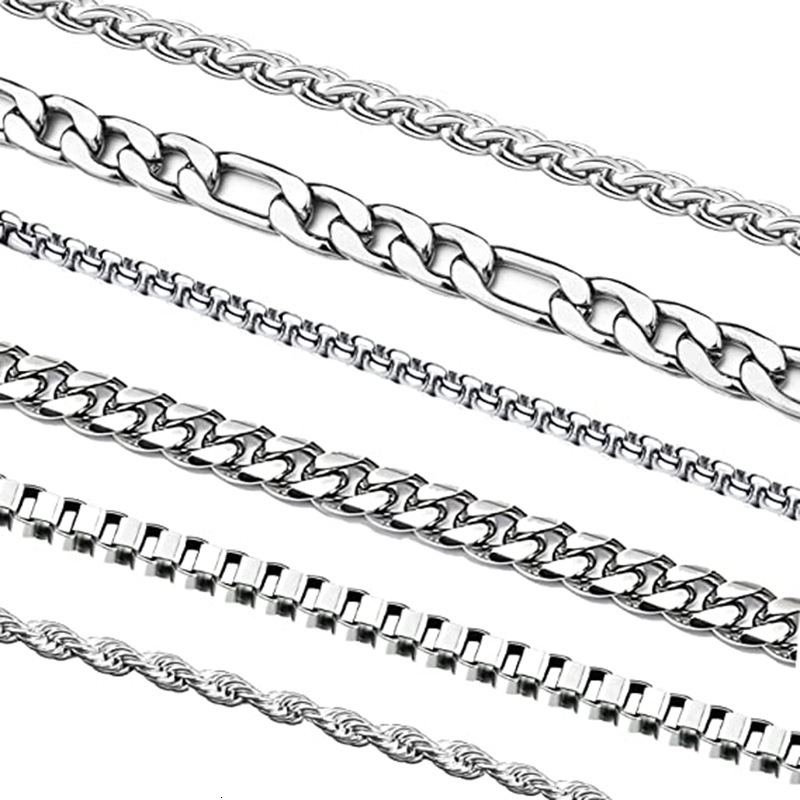 Xinghe 6 types of stainless steel Cuban Figaro square Ro wheat chains, and matching chains