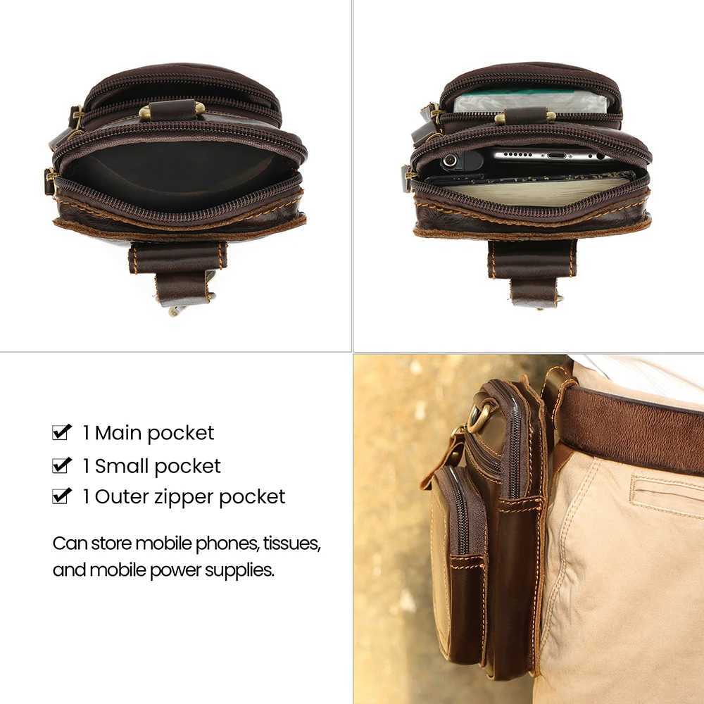 JOYIR Mens Leather Waist Bag Vintage Cowhide Leather Man Belt Pouch Casual Male Fanny Pack Waist Pack Phone Pouch NewT251128