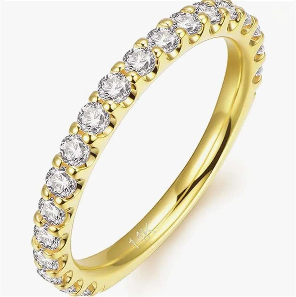 14K Solid Gold Band Rings 2.5mm lab-grown diamond Half Eternity Bands Womens Band Ring custom made platinum wedding ring
