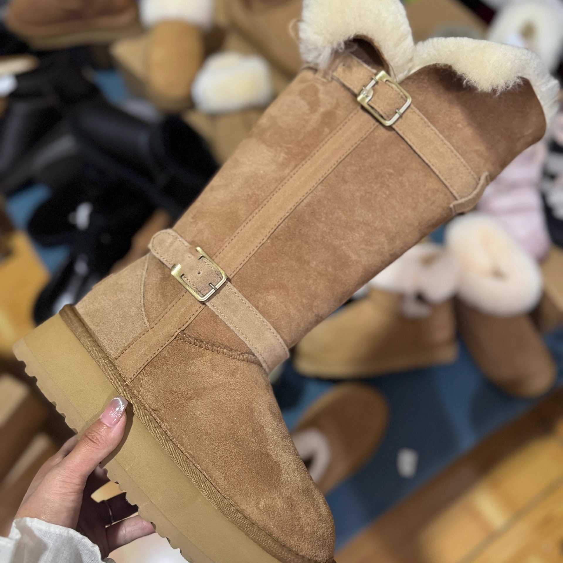 Knight boots fur-lined snow boots for women new style thick-soled women's high-top winter versatile thickened and warm cotton shoes