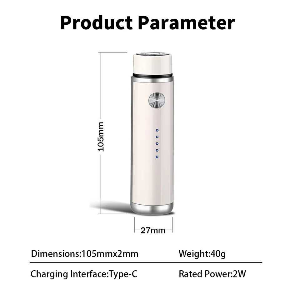 Mens Mini Electric Travel Shaver Type-C Charging Face Beard Trimmer with Battery Display Rechargeable Shaver Car Home Razor C251128
