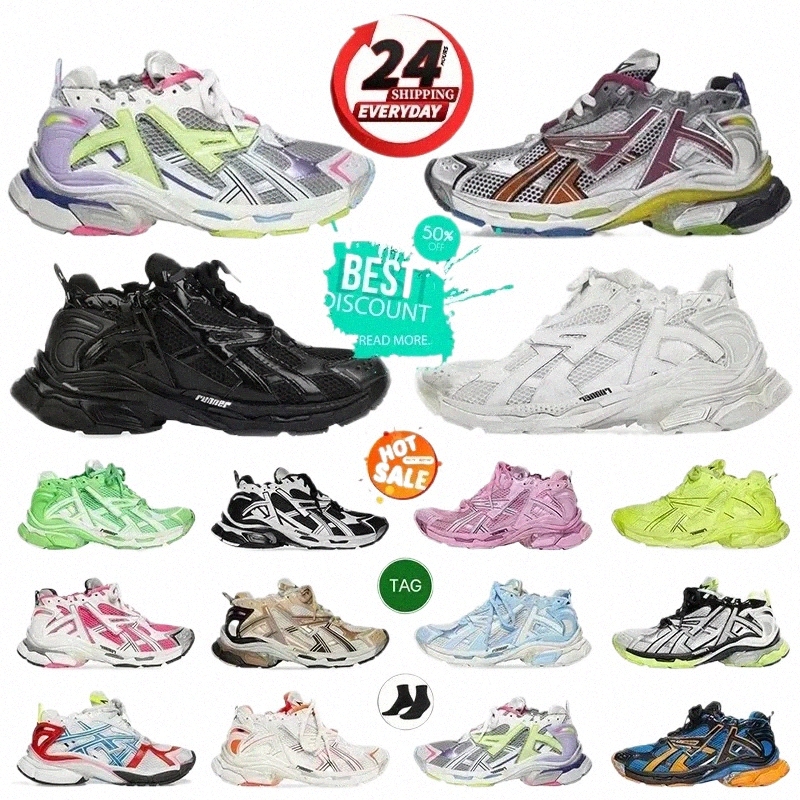 designer Casual Shoes Track Runners 7 7.0 Paris Sneakers Triple White Black Pink Grey Beige Sneakers Mens Womens Trainers Tennis Shoe m2DN#