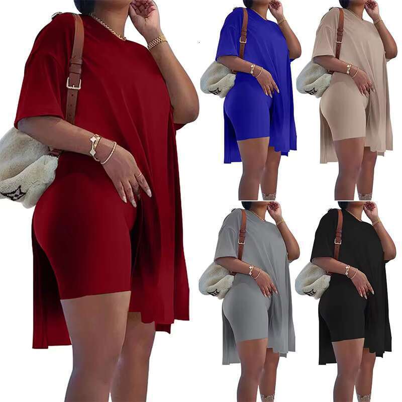 Fashion Women's Long T-shirt and Shorts Two Piece Set Breathable Plus Size Short Sleeve Sportswear for Women