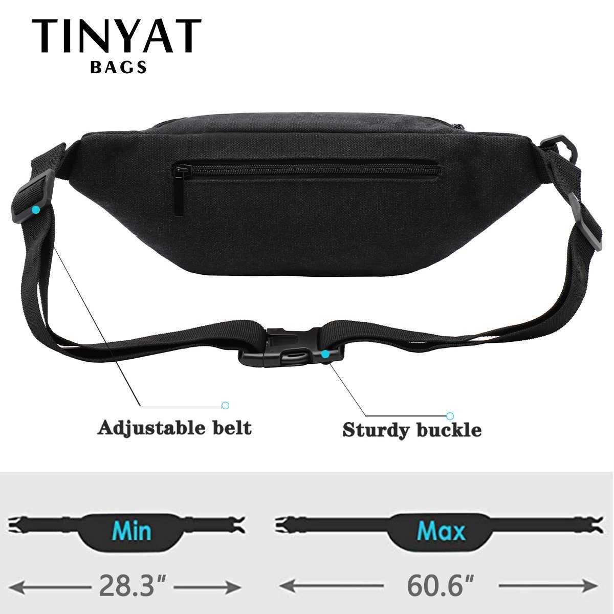 TINYAT Mens Waist Pack Bag Casual Man Canvas Shoulder Fanny Packs Women Belt Bag Pouch For Money Phone Banana Bum Gym BagT251128