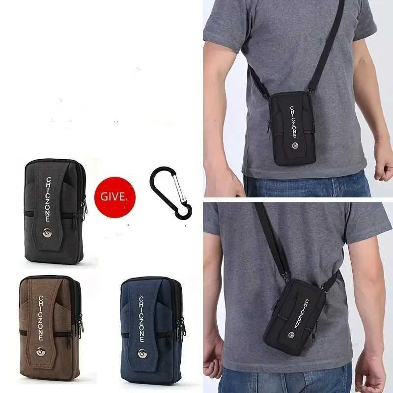 Mens Canvas Waist Bag Adjustable Crossbody Phone Pouch with Card Slots Large Capacity OrganizerT251128