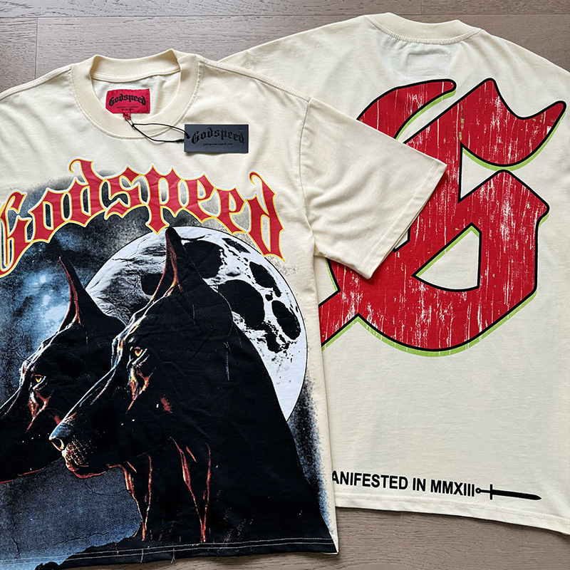 25 Real Photos High Quality Godspeed T-shirt Trendy Rock Street Retro Washed Couple Skeleton Print Cotton Short Sleeve Men Women