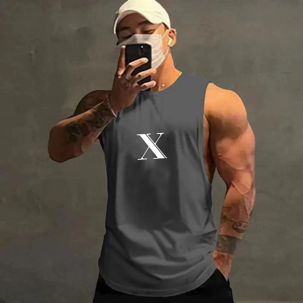 Mens and Womens Summer Sports Box Top Mens Net Quick Drying Tank Top Casual Printed Sleeveless 250427