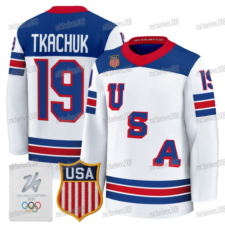 Personalized Custom Team Name USA 2026 Olympicss Hockey Jerseys Matthew Tkachuk Matthew Jake Guentzel Brady Tkachuk Jack Hughes Adam Fox Hellebuyck Qu