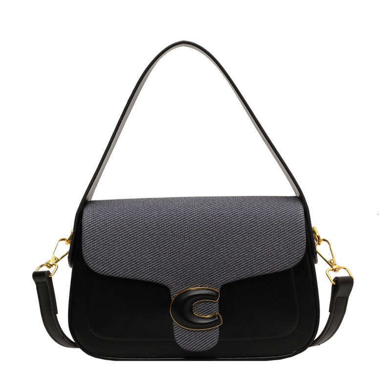 Women' new design, light luxury Korean version, personalized splicing, contrasting color underarm bag, handbag